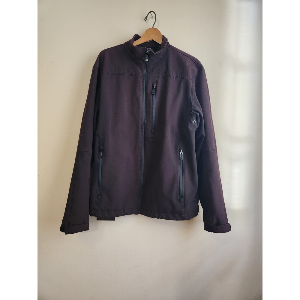 Weatherproof Mens Softshell Jacket‎ Brown Full Zip Fleece Lined Small